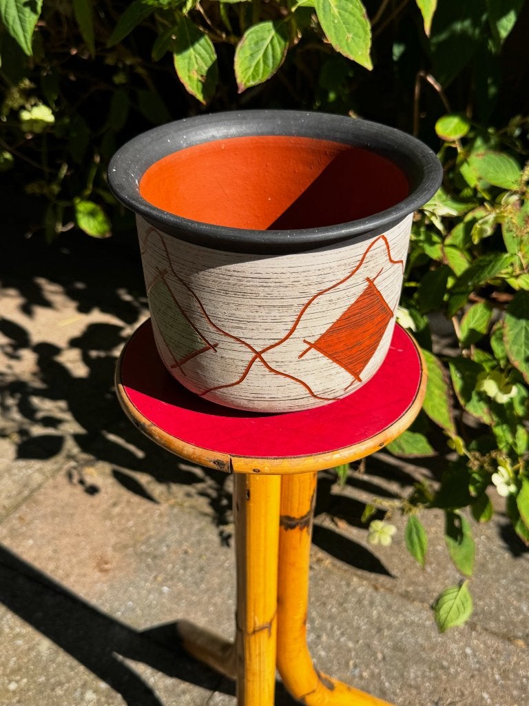 Vintage bloempot, Tuin en Terras, Bloempotten, Rond, Ophalen of Verzenden, Zo goed als nieuw, Aardewerk
