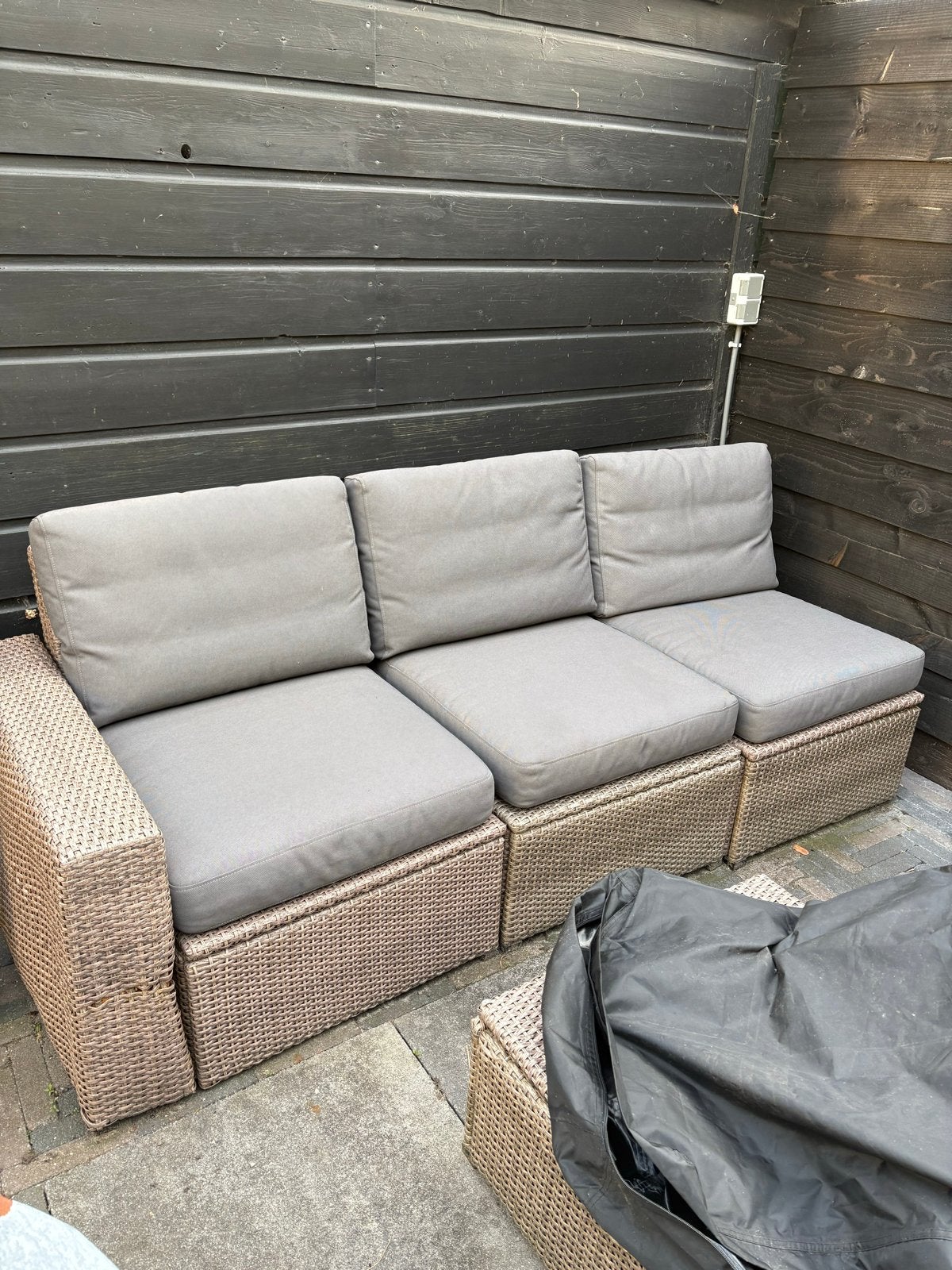 Ikea Tuinmeubel Kussenset Antracietgrijs met Hocker, Tuin en Terras, Tuinsets en Loungesets, Ophalen, Overige materialen, Gebruikt