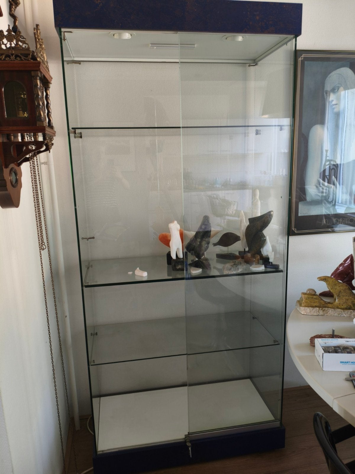 Glazen Vitrinekast met Schuifdeuren, Ophalen, 200 cm of meer, 50 tot 100 cm, Glas