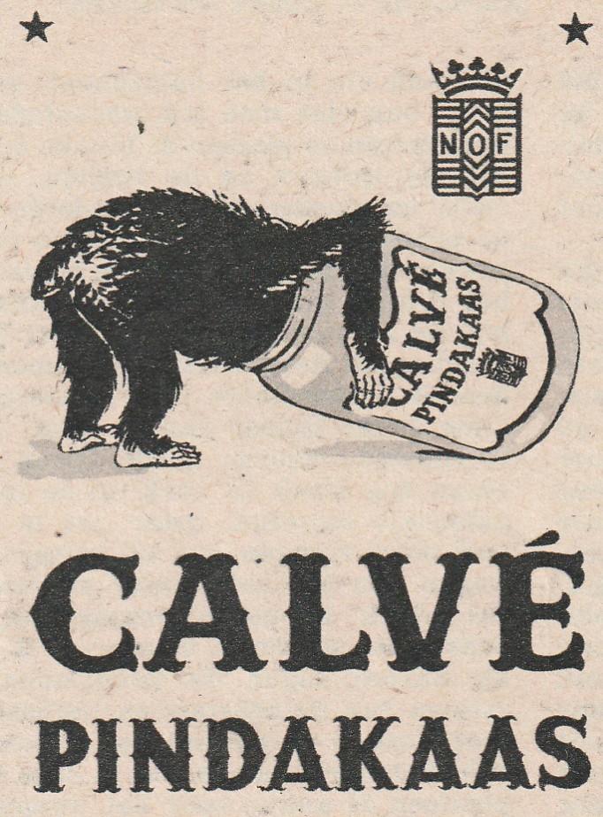 Retro reclame 1951 Calvé pindakaas de stoute aap, Verzamelen, Retro, Overige typen, Verzenden