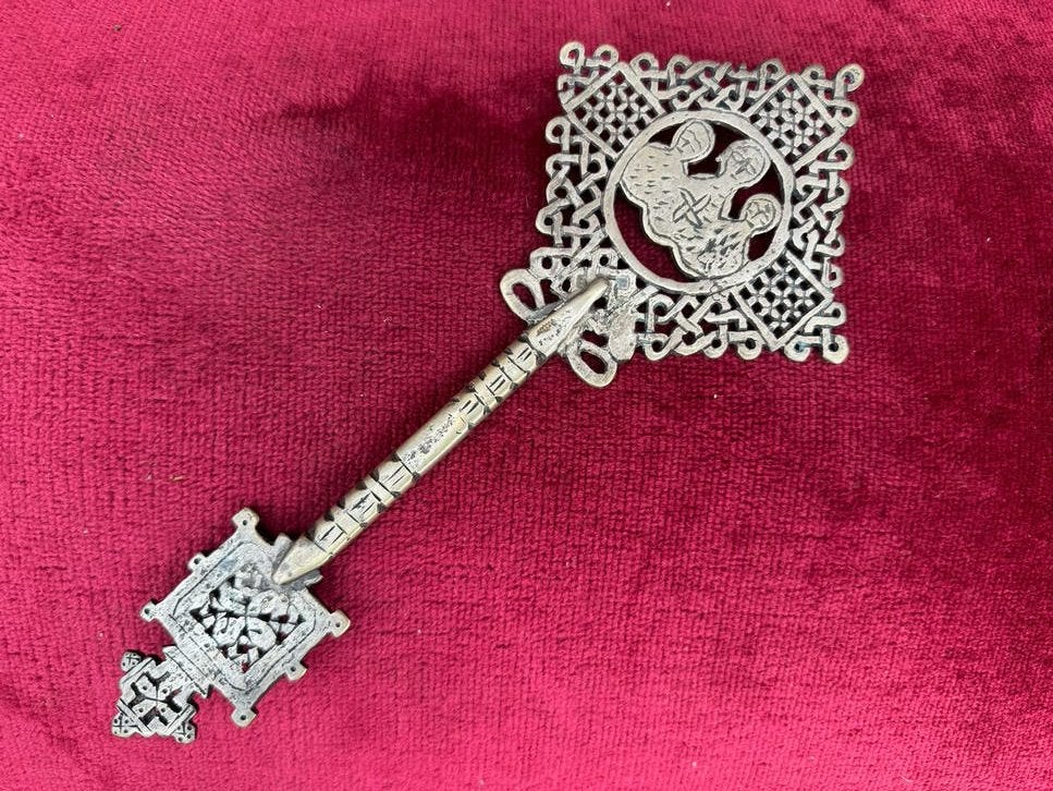 Antiek Ethiopisch Handkruis - 26 cm, Ophalen of Verzenden