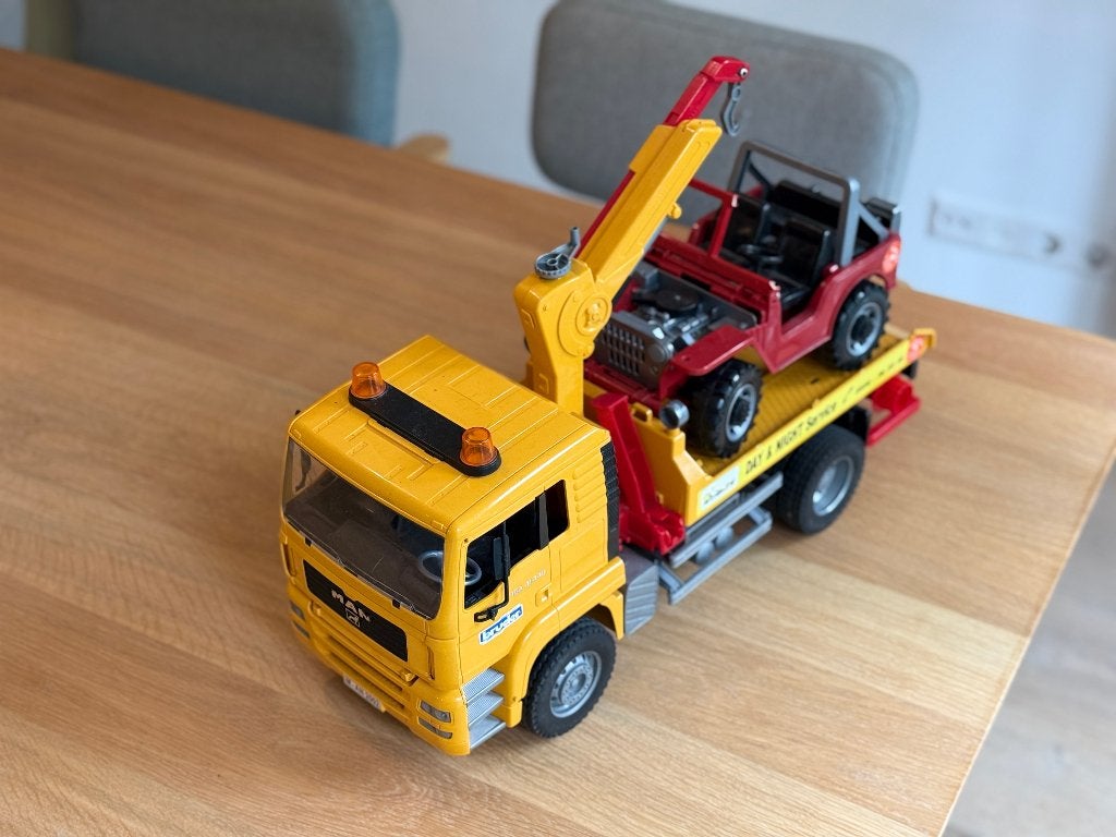 Bruder MAN TGA takelwagen met Jeep, Ophalen, Gebruikt