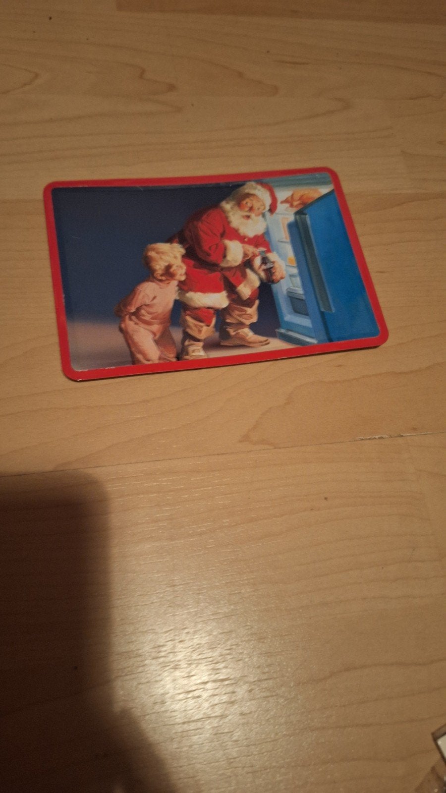 Vintage ijzeren Coca-Cola ansichtkaart - Kerstman, Verzamelen, Ophalen, Gebruikt, Overige typen