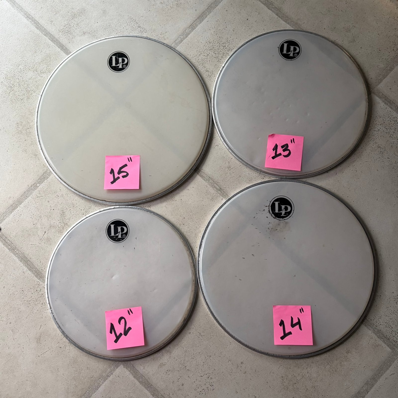 Latin Percussion timbale vellen 4 stuks € 30,-, Muziek en Instrumenten, Ophalen, Gebruikt, Trommel