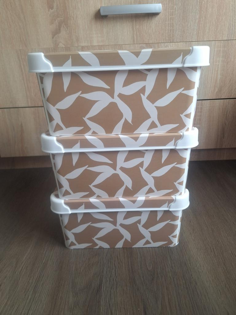 Opbergbox 5 liter (3 stuks) - bladerenprint van Wibra, Ophalen of Verzenden, Gebruikt, Doos