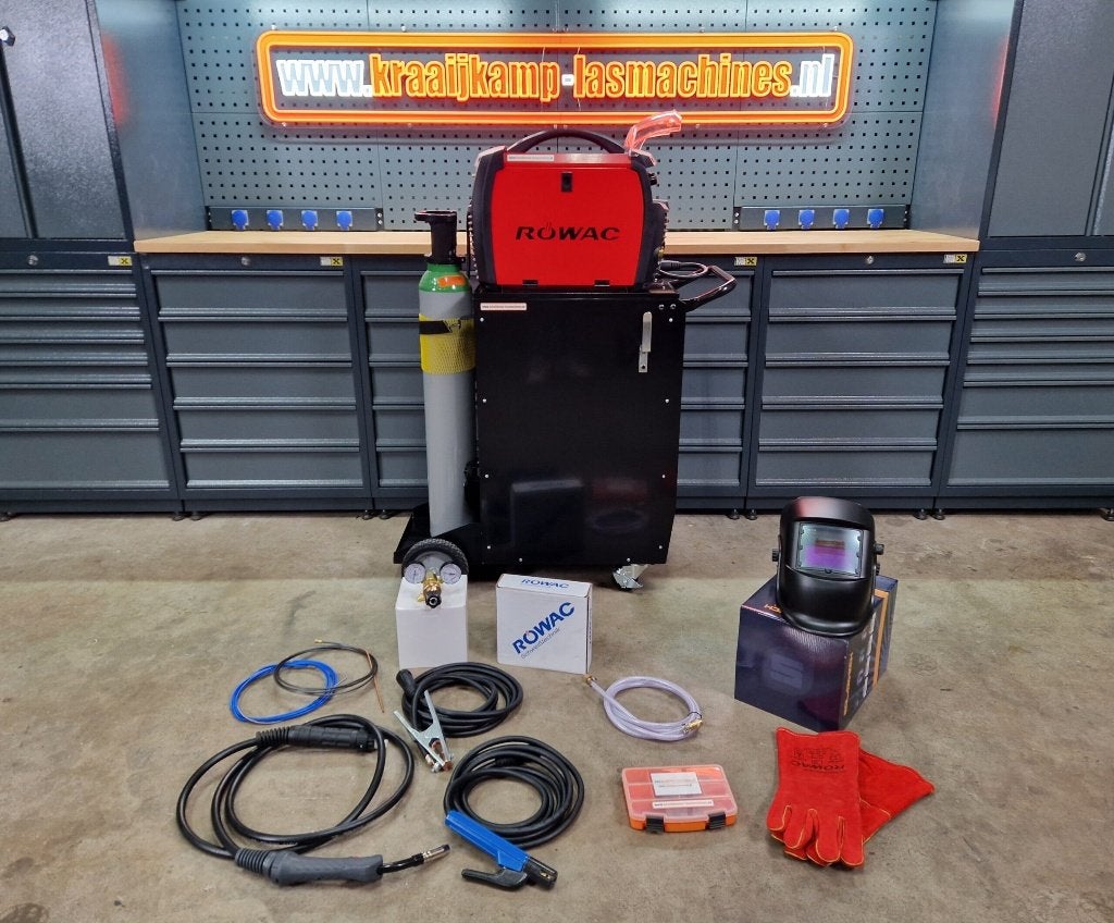 Compleet pakket! Rowac MIG 200P DUBBEL PULSE 230v, Ophalen of Verzenden, Nieuw, 150 tot 250 ampère, Co2