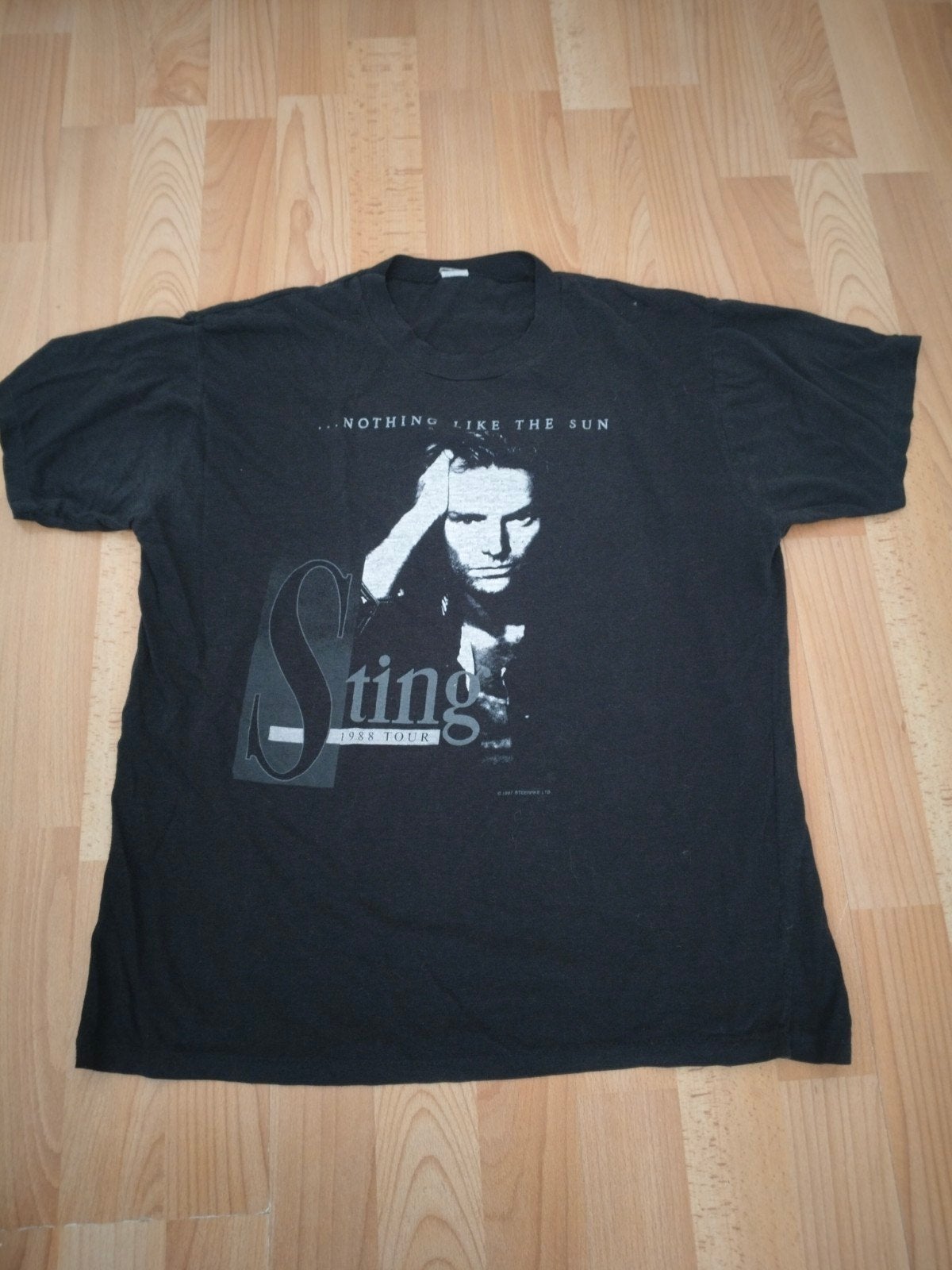Vintage Sting 'Nothing Like the Sun' Tour T-shirt 1988 XL, Ophalen of Verzenden, Gedragen, Maat 56/58 (XL), Zwart