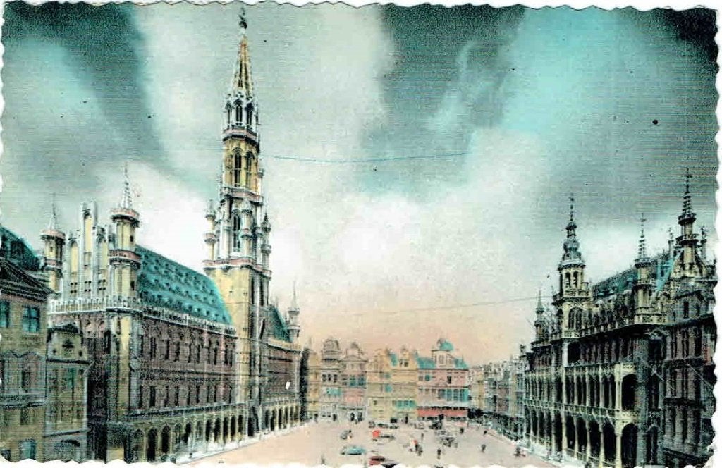 Belgie 1954 Brussel Grote Markt Massechusetts USA vliegtuig, Verzamelen, Verzenden, 1940 tot 1960, Gelopen, Stad of Dorp