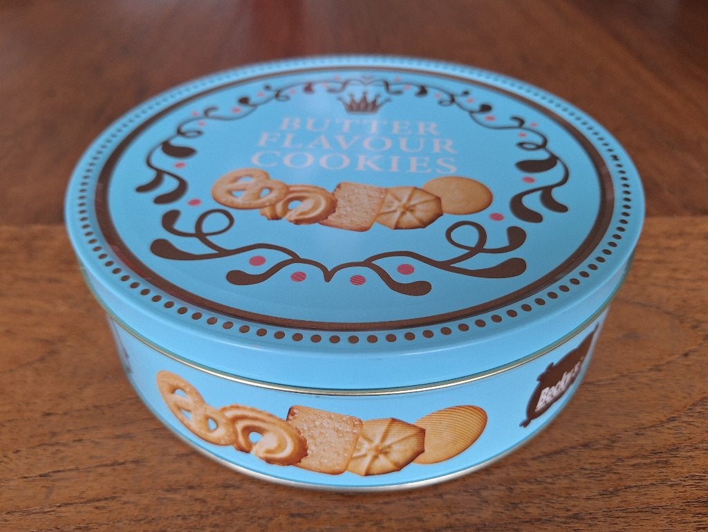 Blik Becky’s Koekblik Voorraadblik. Afmeting Ø 19,2x6 cm., Ophalen of Verzenden, Nieuw, Koek(jes), Overige merken