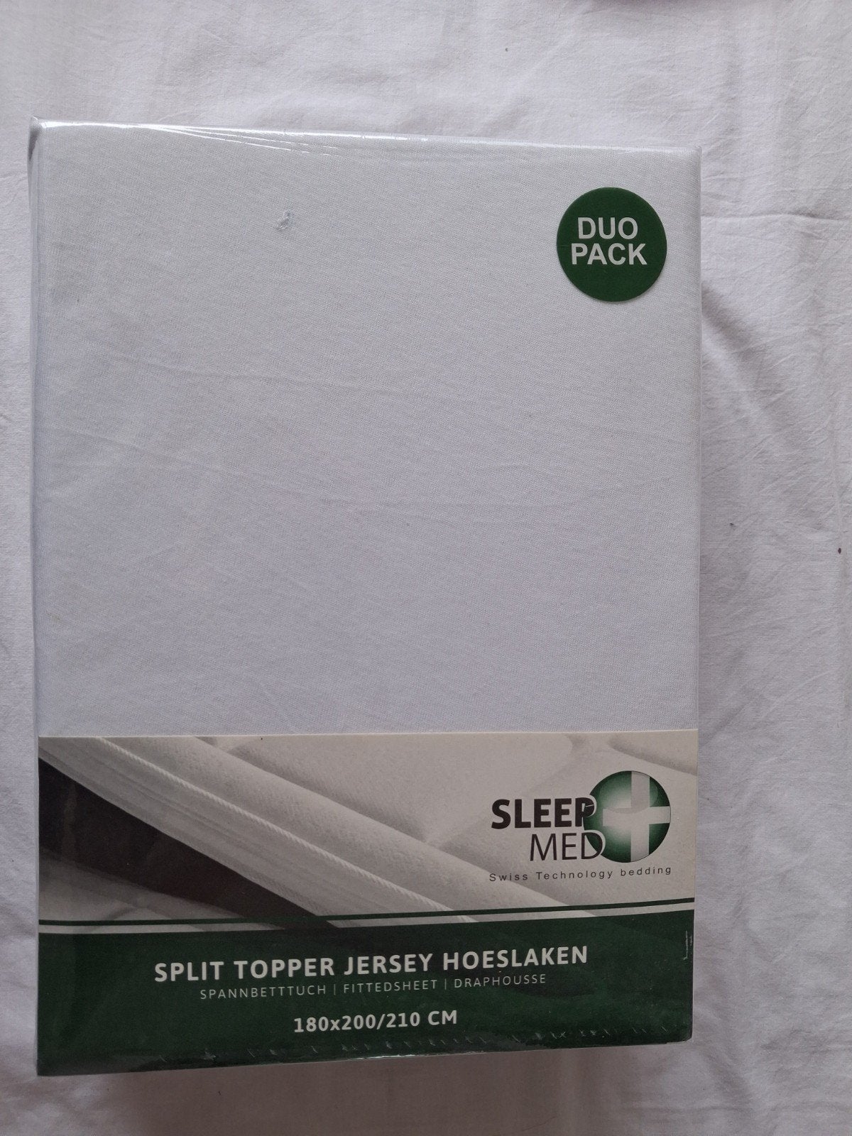 Sleep Med Split Topper Jersey Hoeslaken 180x200/210 cm Wit, Wit, Nieuw, Ophalen of Verzenden, Ademend