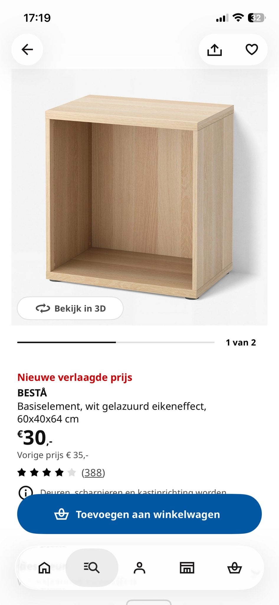 Nieuwe IKEA BESTÅ kast 60x40x64 – wit gelazuurd eikeneffect