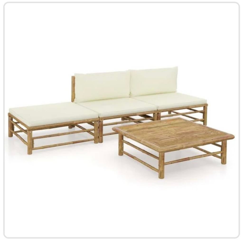 Bamboe tuinset VidaXL, Tuin en Terras, Tuinsets en Loungesets, Ophalen, Overige materialen, Gebruikt, 3 zitplaatsen