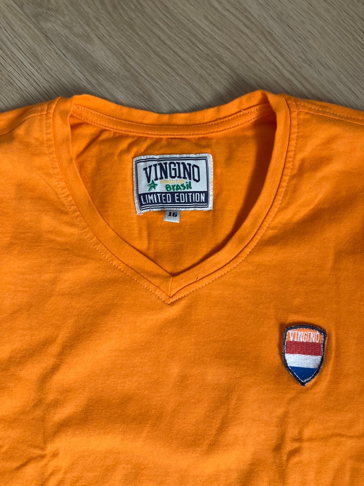 Vingino oranje t-shirt maat 16 / 176, Ophalen of Verzenden, Zo goed als nieuw, Jongen, Shirt of Longsleeve