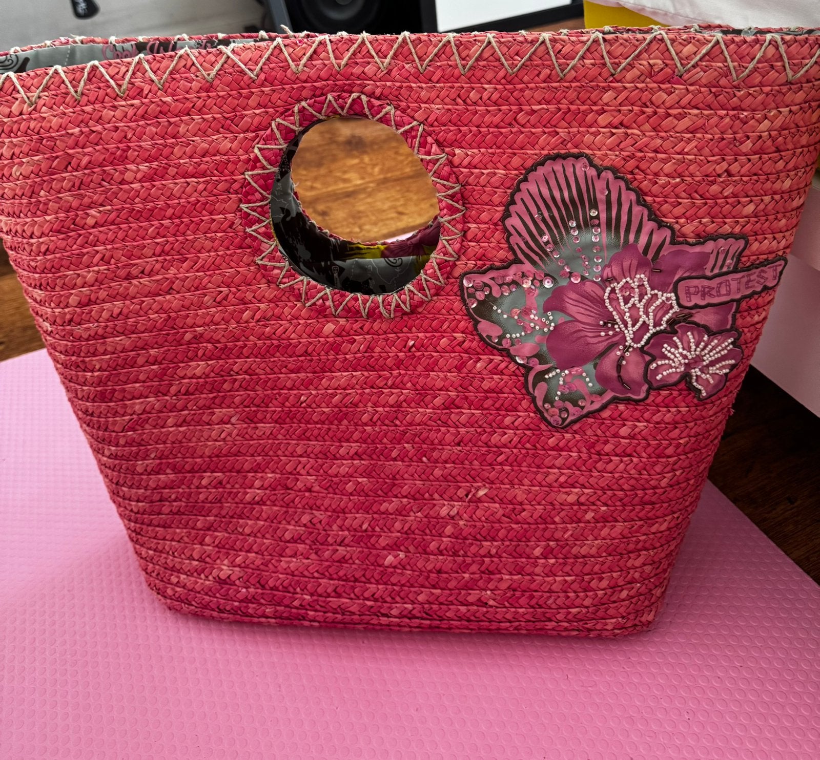 Strand tas, Sieraden, Tassen en Uiterlijk, Tassen | Damestassen, Ophalen of Verzenden, Zo goed als nieuw, Roze, Shopper