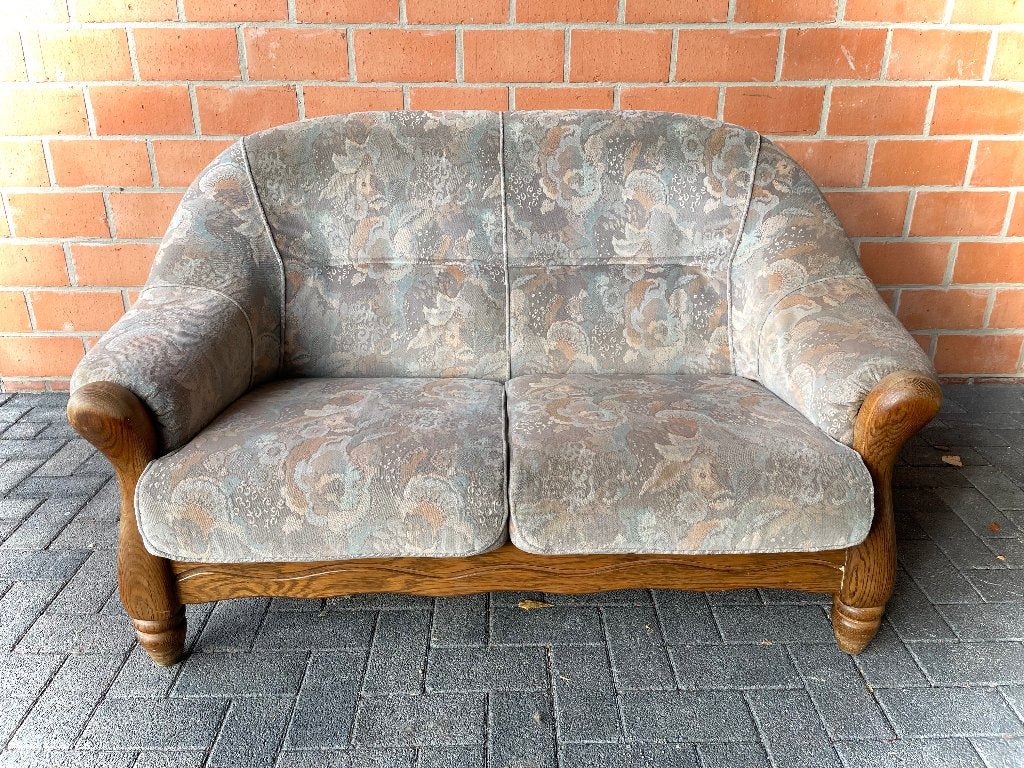 Vintage zetel 2 zit / massief eik / als nieuw, Ophalen, Gebruikt, 150 tot 200 cm, Tweepersoons
