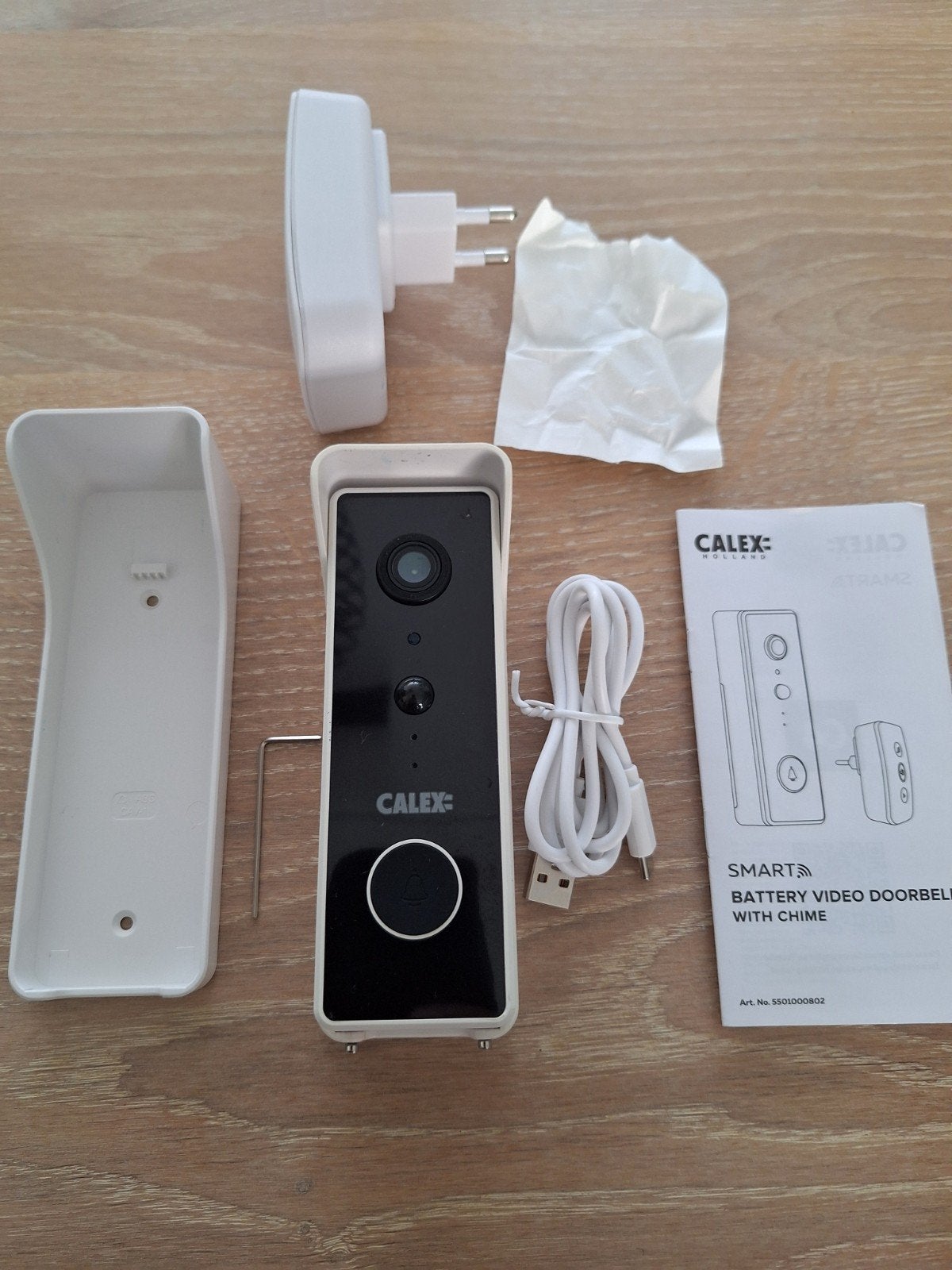 Calex Smart Video Deurbel met Chime - Draadloos, Ophalen of Verzenden, Bewegingsdetectiesensor, Zo goed als nieuw, Draadloos