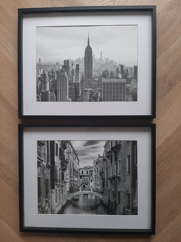 2 zwarte lijsten met zwart/wit poster, Ophalen of Verzenden, Wit