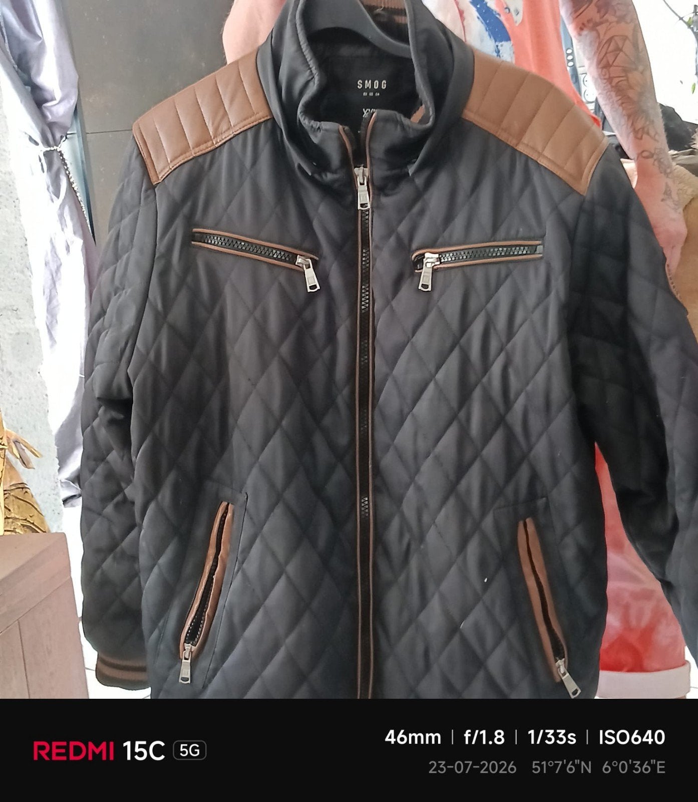Stijlvolle SMOG gewatteerde jas met leren details, Kleding | Heren, Zwart, Maat 56/58 (XL), Ophalen of Verzenden, SMOG