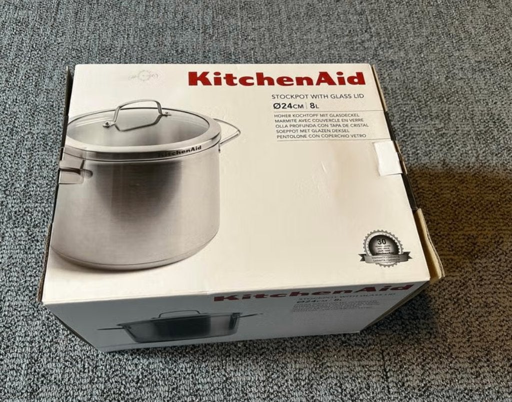 KitchenAid Kookpan/Kookpot 24cm/8L met Glazen Deksel - Nieuw, Ophalen of Verzenden, Nieuw, Rvs, Kookpan of Snelkookpan