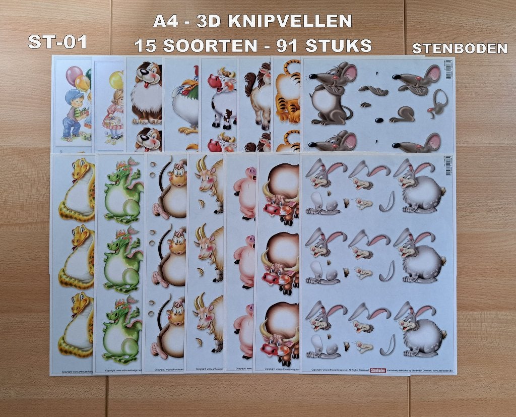 48...A4-KNIPVELLEN 45 SOORTEN-281 VELLEN STENBODEN, Ophalen of Verzenden, Nieuw, Meerdere plaatjes