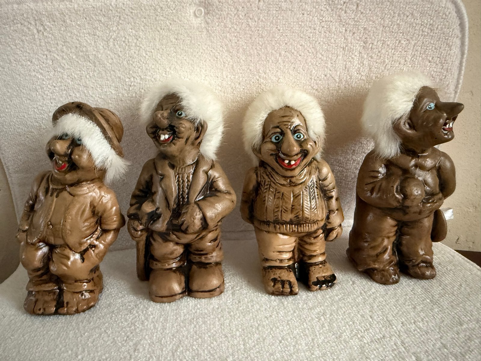 Leuke set van 4 vintage Scandinavische trollen / dwergen, Ophalen of Verzenden, Gebruikt