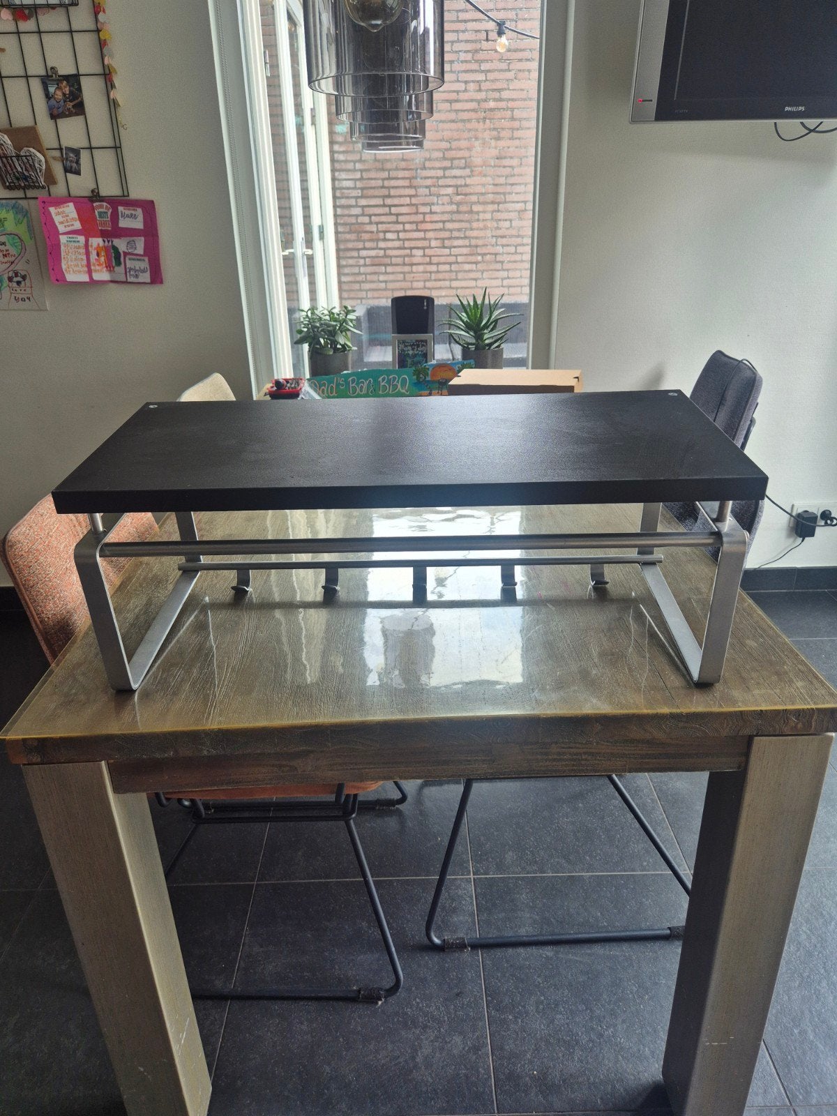 Zwart houten kapstok met metalen onderstel (70x29x26), Ophalen, Zo goed als nieuw