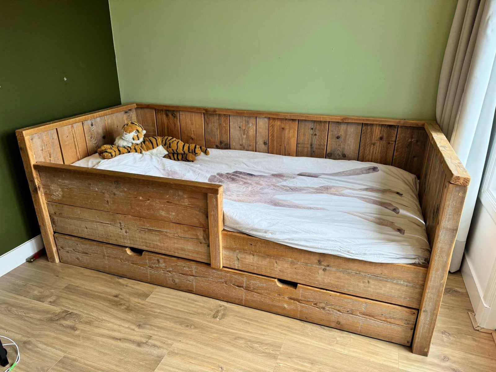 Steigerhout kajuitbed kinderbed met lade en lattenbodem, Kinderen en Baby's, Ophalen, 70 tot 85 cm, Zo goed als nieuw, Lattenbodem