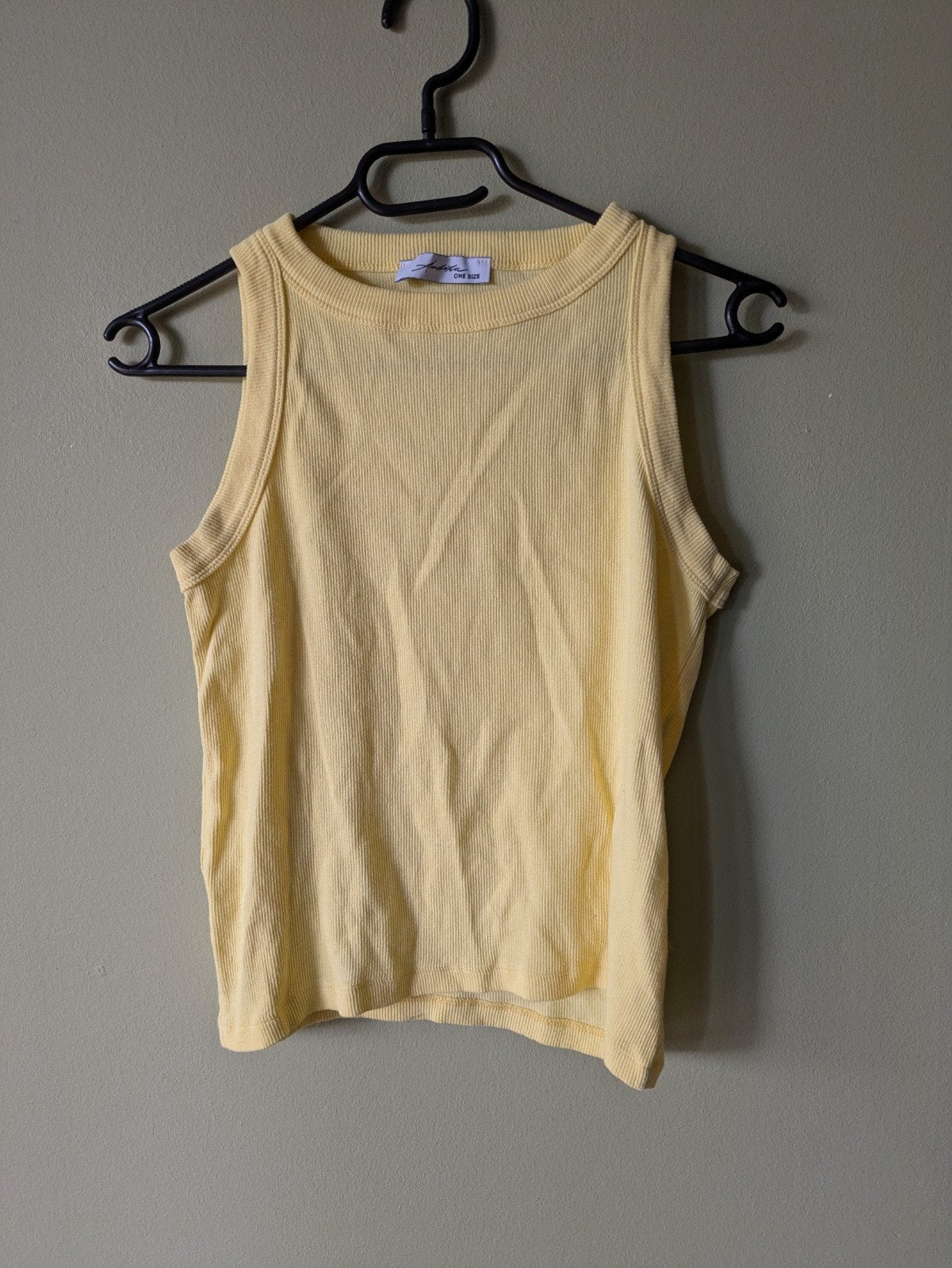 Geel geribbeld topje - One Size (valt als S/M) (4), Kleding | Dames, Tops, Geel, Ophalen of Verzenden, Zo goed als nieuw, Ambika