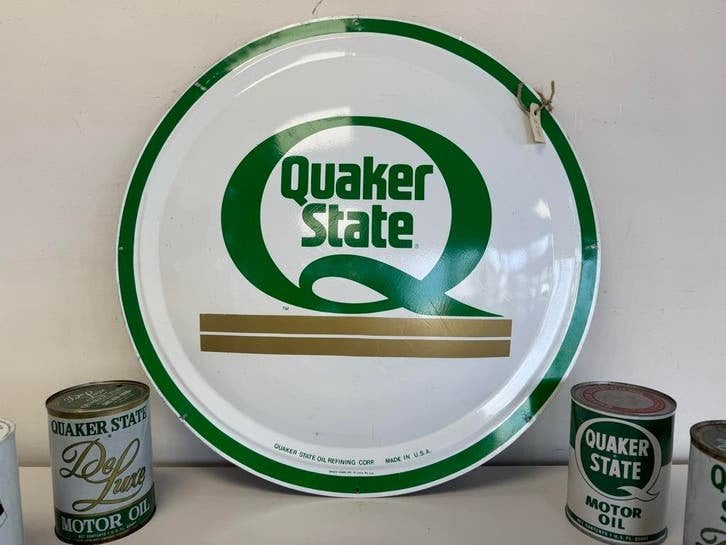 Vintage Quaker State Motorolie Reclamebord, Reclamebord, Gebruikt, ., Ophalen of Verzenden