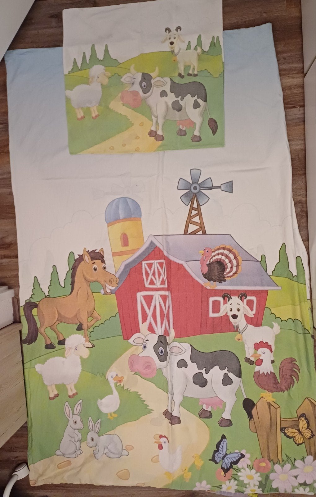 Dekbedovertrek boerderij, Gebruikt, Jongetje of Meisje, Wit, Ophalen of Verzenden