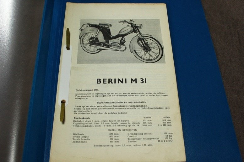 Berini M31 reparatie handboek Berini met DKW motor, Ophalen of Verzenden, Gebruikt