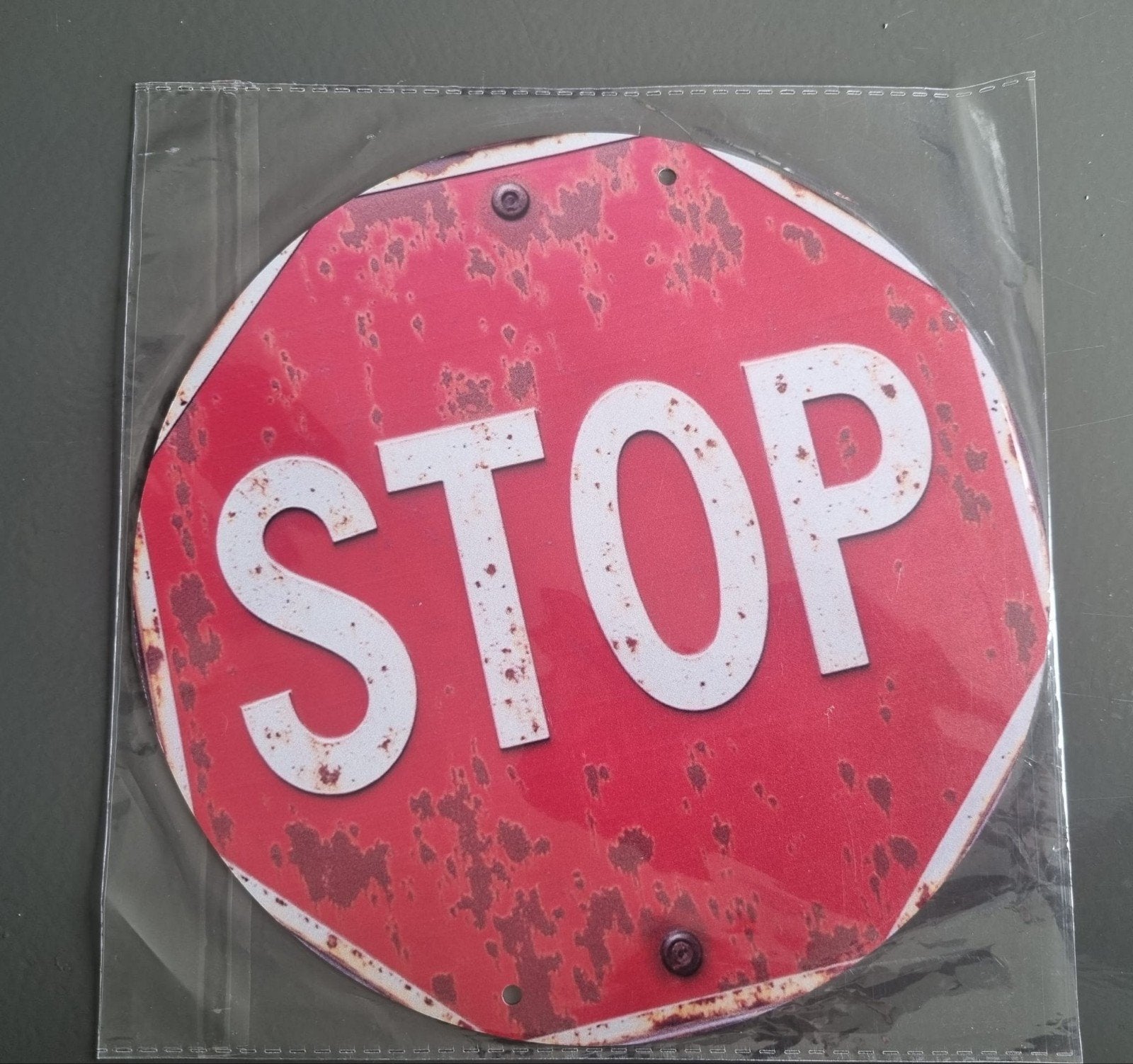 Metalen Wandbordje Stop - Vintage Look, Metaal, Rood, Vintage, Nieuw