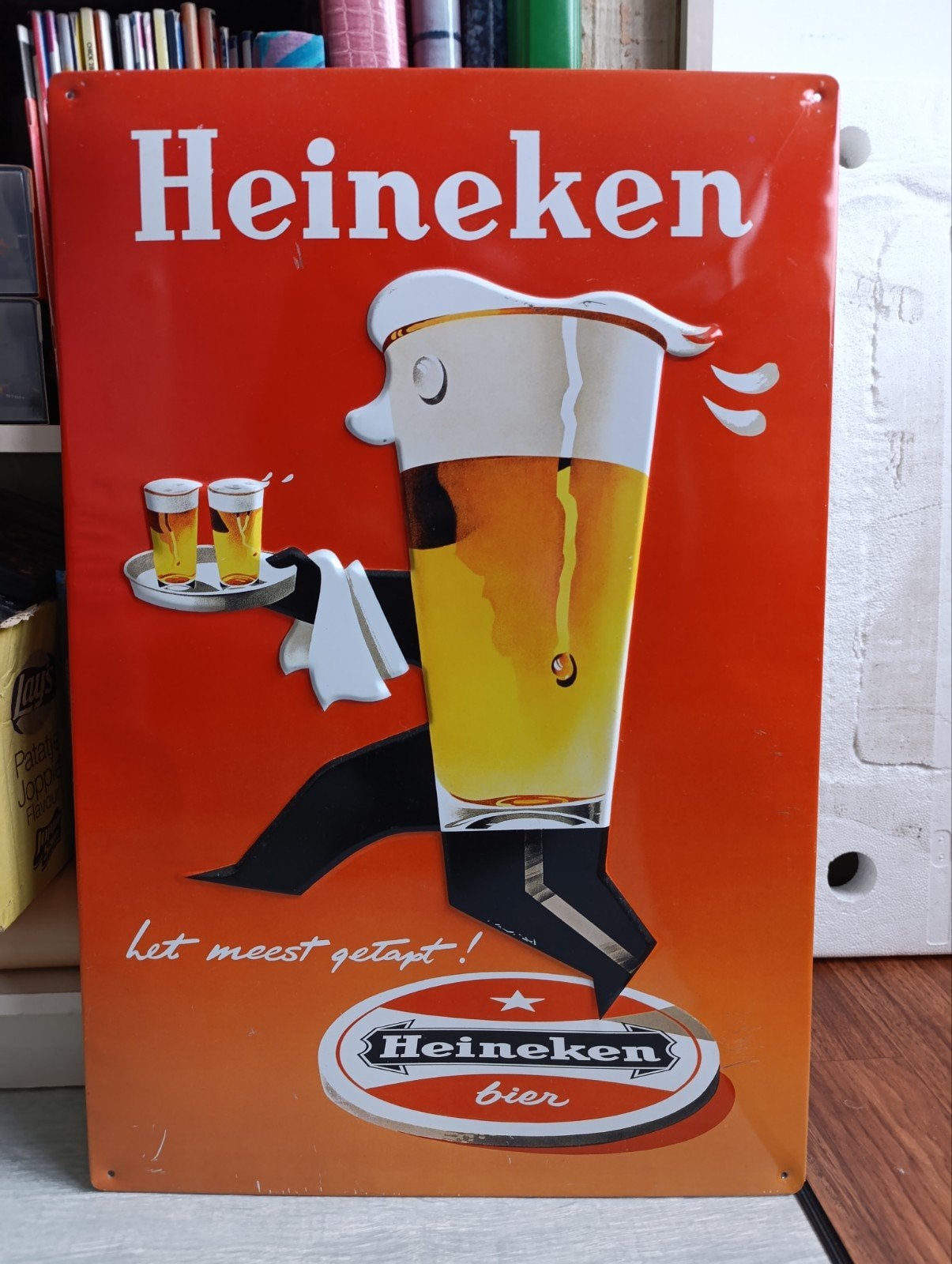 Heiniken metalen bord., Verzamelen, Ophalen of Verzenden, Zo goed als nieuw, Reclamebord