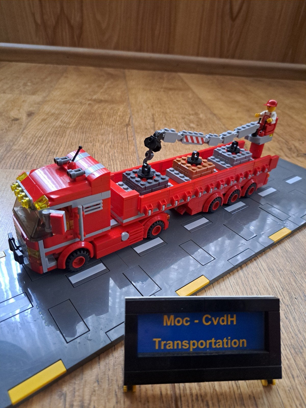 Lego City MOC Trekker met Steentrailer en Kraan, City, MOC (eigen creatie), Lego, Ophalen of Verzenden