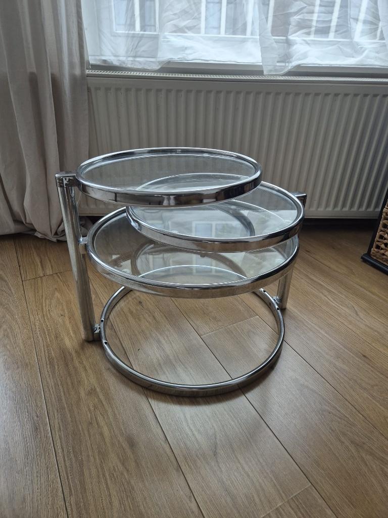 Modern Glass & Chrome Side Table / Coffee Table, Huis en Inrichting, Tafels | Eettafels, Gebruikt, 50 tot 100 cm, 50 tot 100 cm