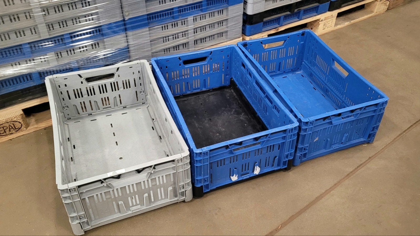 Sterke klapkratten vouwkratten stapelkratten bakken magazijn, Ophalen, Gebruikt, Opvouwbaar, 60 cm of meer