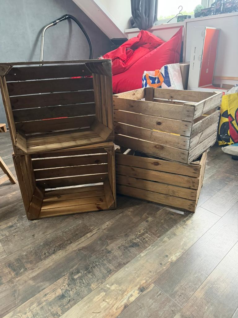 Houten kratten - 50x40x30cm - Decoratief en praktisch, Doe-het-zelf en Verbouw, Kratten en Dozen, Ophalen, Gebruikt, 40 tot 60 cm