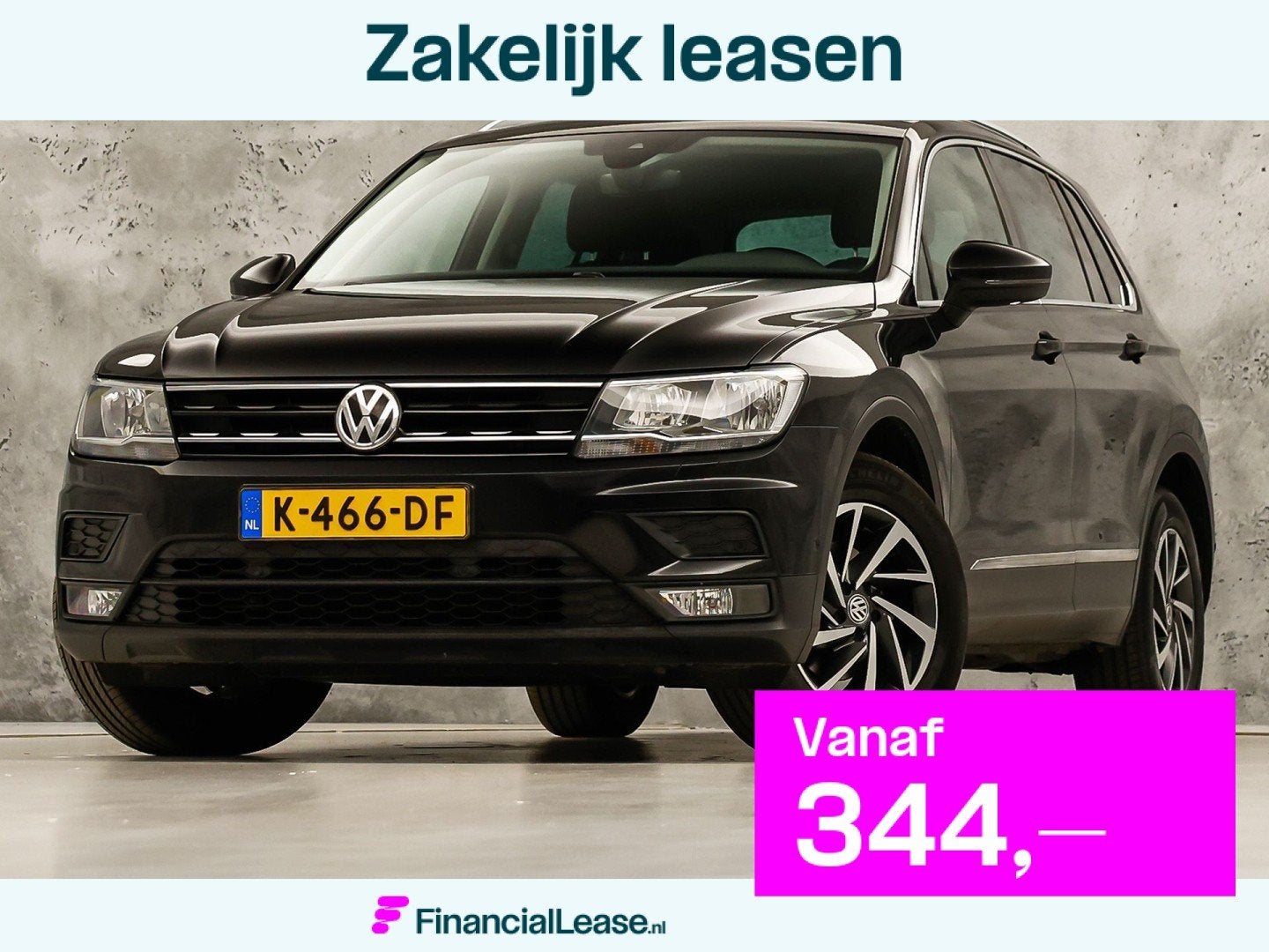 Volkswagen Tiguan 1.5 TSI ACT Highline 150Pk Automaat (VIRTU, 12 maanden, Zwart, SUV of Terreinwagen, Lease