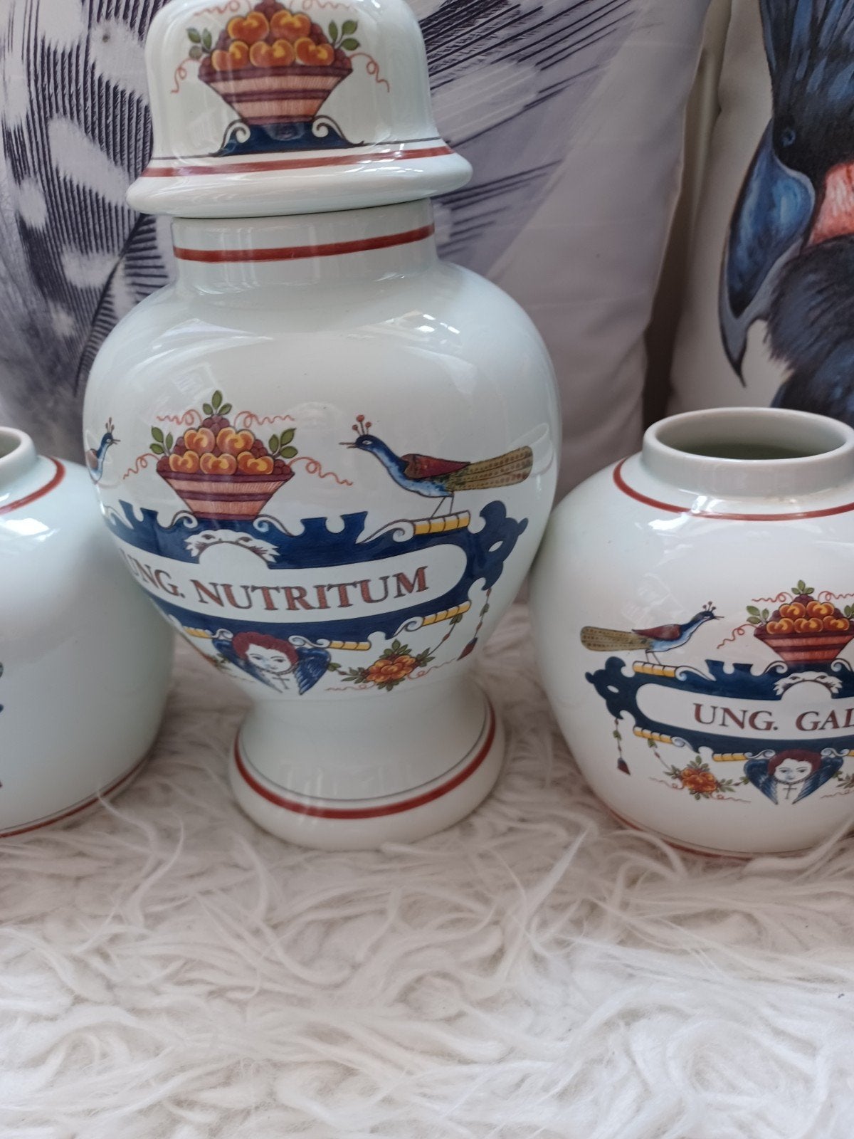 3  Apothekerspotten apothekers pot zalfpot  Ung. Nutritum, Ophalen of Verzenden