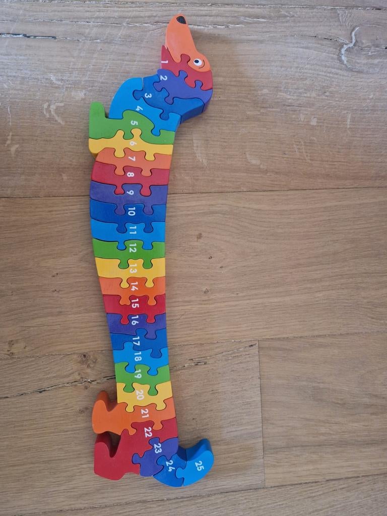 Lanka Kade Houten Puzzel Teckel - Leren Tellen 1-25, Kinderen en Baby's, Speelgoed | Kinderpuzzels, Zo goed als nieuw, 2 tot 4 jaar