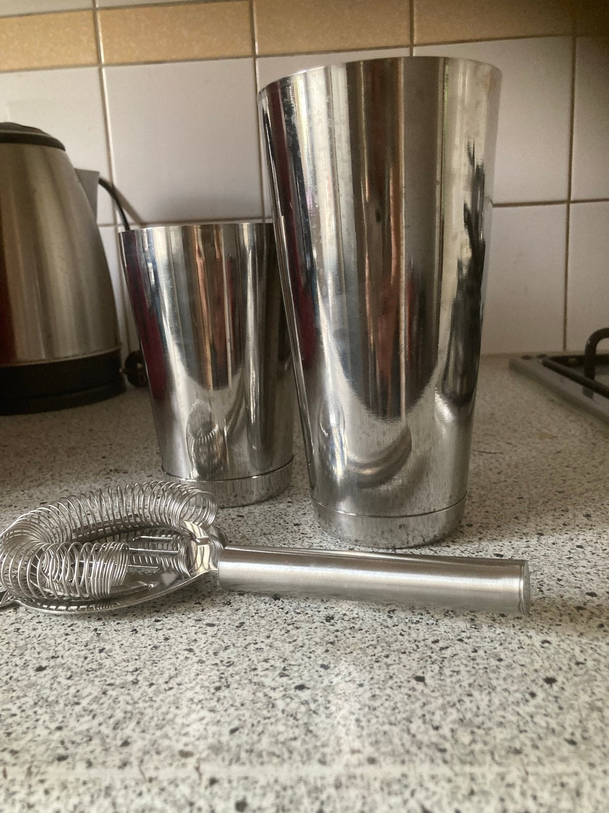 Cocktail Shaker Set met Zeef - RVS, Overige typen, Zilver, Ophalen of Verzenden, Zo goed als nieuw