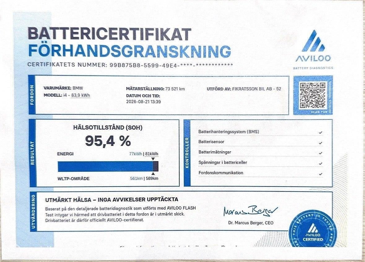 BMW i4 M50 84 kWh. H/K, 20 inch, trekhaak, 360 cam., Auto's, Dealer onderhouden, Gebruikt, 520 km, Blauw