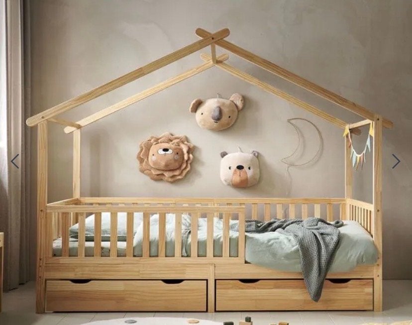 2 onderschuiflades voor bed Milo - Petite Amélie naturel, Ophalen, Zo goed als nieuw, 180 cm of meer, 85 tot 100 cm