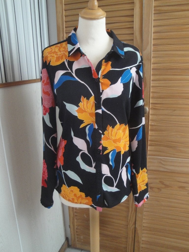 Zwart gebloemde blouse STEPS maat L (nieuwstaat), Zwart, Maat 42/44 (L), Ophalen of Verzenden, Zo goed als nieuw