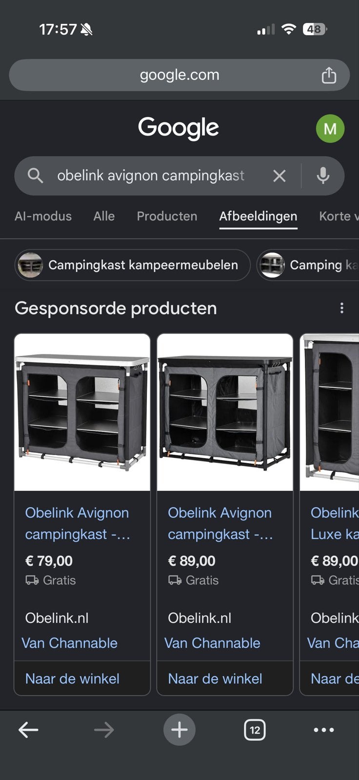 Obelink Avignon Campingkast - Ruime Opbergoplossing, Ophalen, Zo goed als nieuw, Campingkast