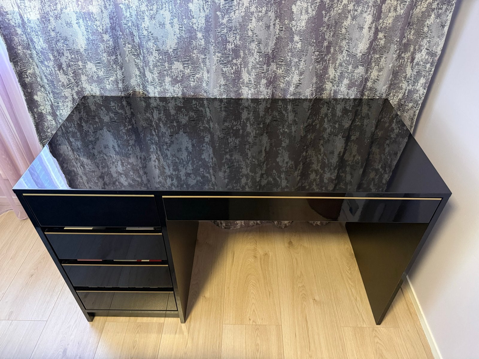 Vicco Kaptafel "Sherry", Zwart/goud, 120 cm Zonder spiegel, Ophalen, Zo goed als nieuw, 100 tot 150 cm, Minder dan 100 cm