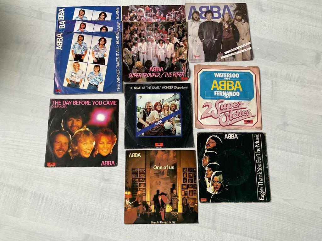 Abba singles + 2 LP's., Cd's en Dvd's, Vinyl Singles, Gebruikt, Overige formaten, Ophalen of Verzenden, Pop