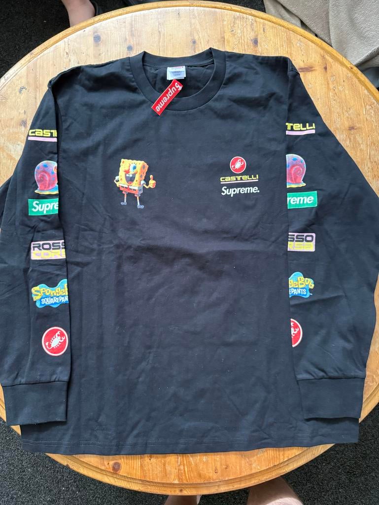 Supreme Castelli Spongebob Longsleeve Maat L, Ophalen of Verzenden, Nieuw, Maat 52/54 (L), Zwart