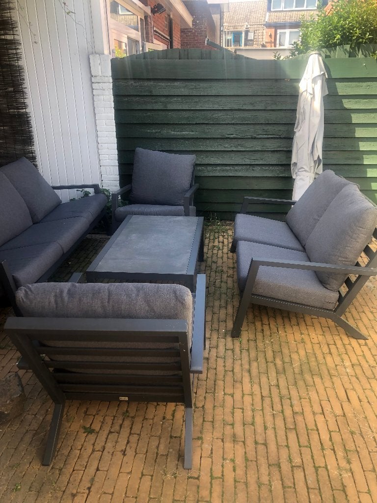 Complete Larissa loungeset, Ophalen, Gebruikt, Aluminium, Bank