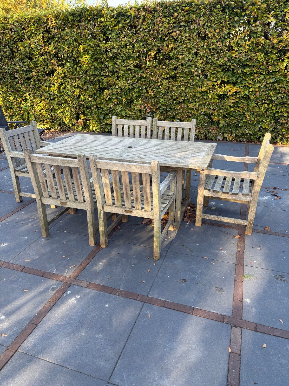 Houten tuinset - Teak, Tuin en Terras, Ophalen, Gebruikt, Eettafel, 6 zitplaatsen